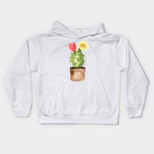 Hand painted Watercolor Cactus in Terracotta pot Kids Hoodie